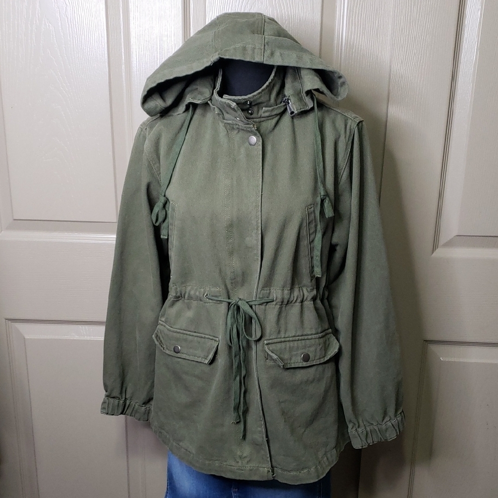 Easel Green Utility Jacket with Hood Size Small